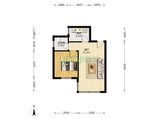 兰花七小区 1室1厅1卫 46平方