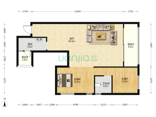 华润置地·九悦 2室1厅1卫 123平方
