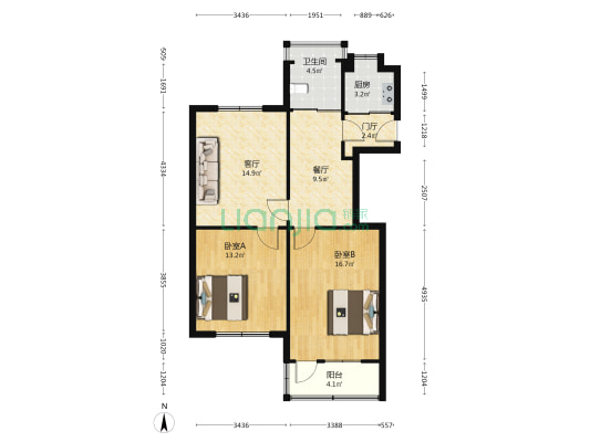 起凤桥东巷 2室2厅1卫 76平方