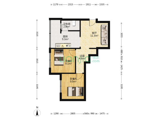 树德巷3号 2室1厅1卫 49平方