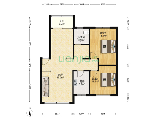 广播弄 2室1厅1卫 110平方