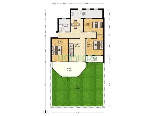 山东省济南商贸学校宿舍 3室1厅1卫 87平方