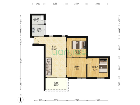 群星苑 3室1厅1卫 63平方