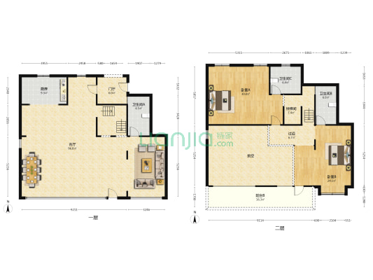 金地湖山樾 2室1厅3卫 252平方