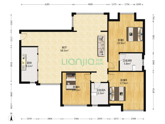 和信龙腾府 3室1厅2卫 129平方