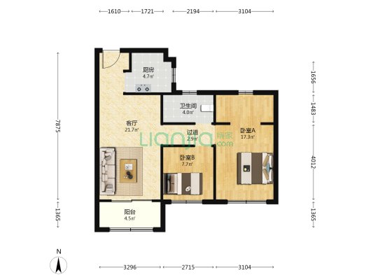 新华公寓祥瑞苑 2室1厅1卫 66平方