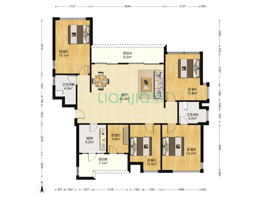 金融街花溪小镇 5室1厅2卫 142平方