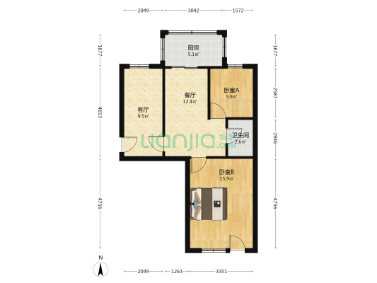 703研究所家属楼 2室2厅1卫 60平方