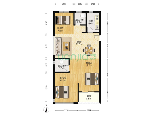 宋都济宸府 3室1厅2卫 100平方