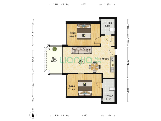 万科森林度假公园三期 2室1厅2卫 79平方