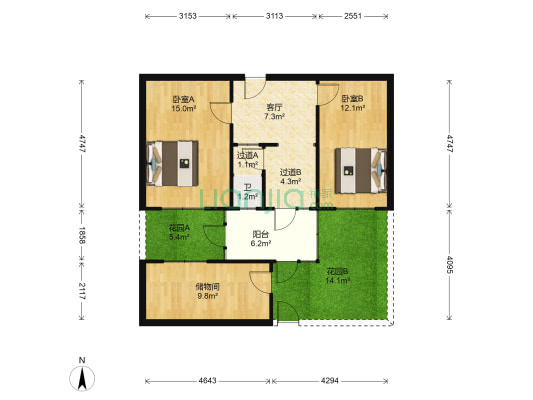文化东路28号 2室1厅1卫 54平方