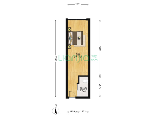北大资源海港城 1室0厅1卫 36平方