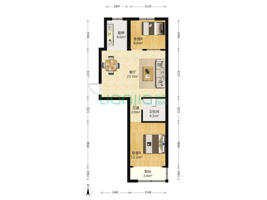 民和家园 2室1厅1卫 79平方