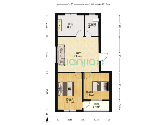 泰祥花苑 2室1厅1卫 75平方