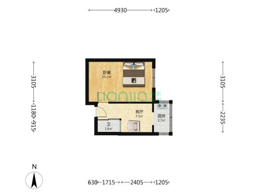砂川街73号 1室1厅1卫 36平方
