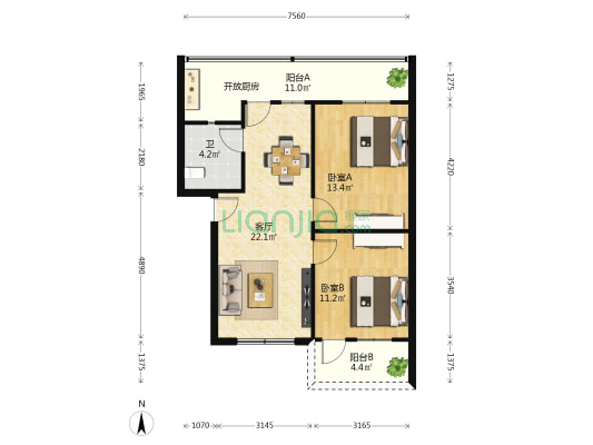 邦墎社区农行宿舍 2室1厅1卫 71平方