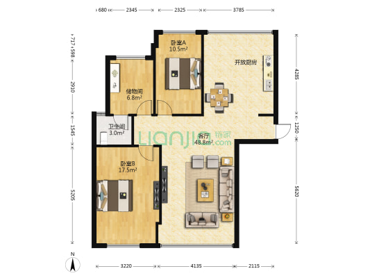 绿腾雅苑 2室1厅1卫 95平方
