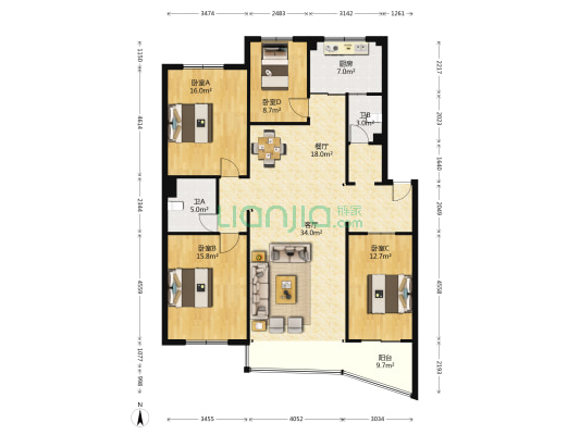 和睦居 4室2厅2卫 149平方