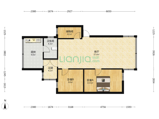 供电大院 2室1厅1卫 89平方