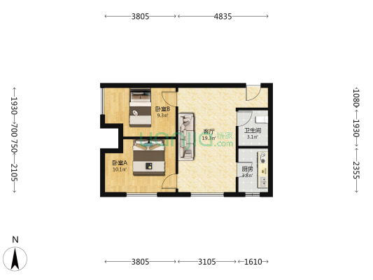 陆合玖隆 2室1厅1卫 69平方