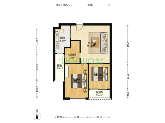 尚珑府 2室1厅0卫 65平方