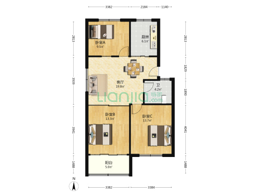 君巫路二百二十一弄 3室1厅1卫 89平方