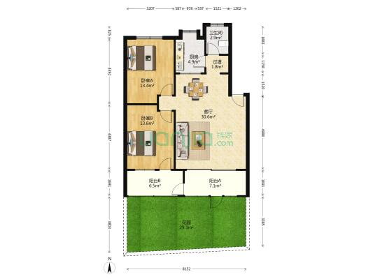 中南药机厂 2室1厅1卫 90平方
