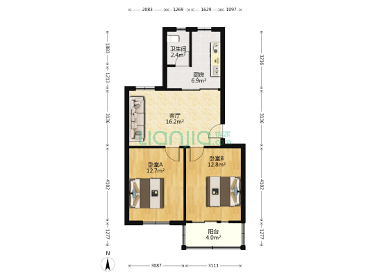 武东街铸锻社区 2室1厅1卫 69平方