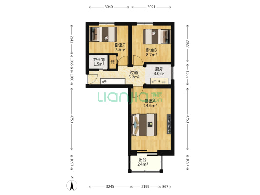 台基厂三条 3室0厅1卫 56平方