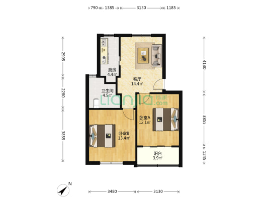 南苑八村 2室1厅1卫 68平方