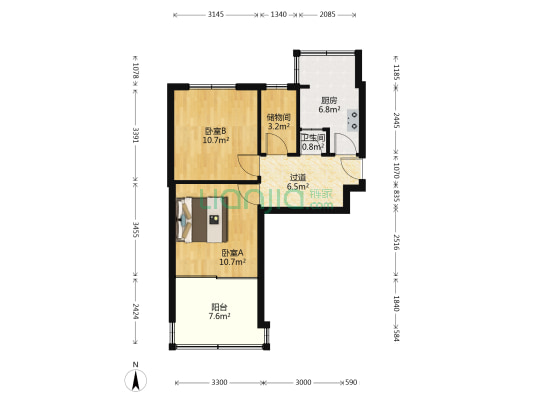 背圪洞街五号院 2室0厅1卫 55平方