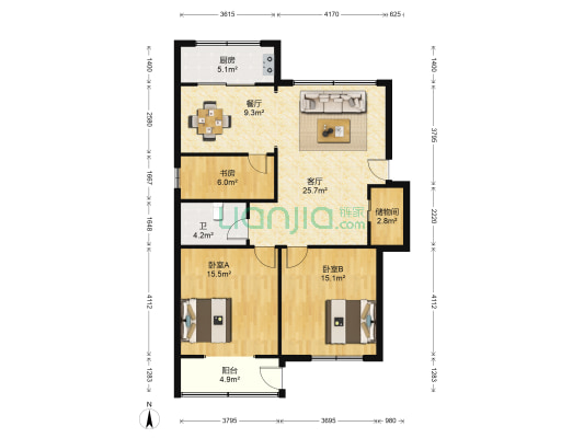 万兴小区 3室2厅1卫 99平方