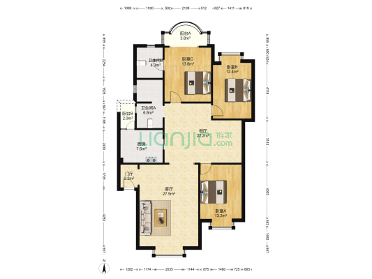 懋园国际商住城 3室2厅2卫 126平方