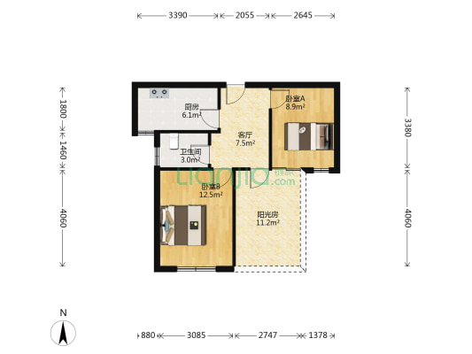 蠡墅花园天华苑西区 2室1厅1卫 113平方