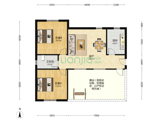 龙郢小区 2室1厅1卫 85平方