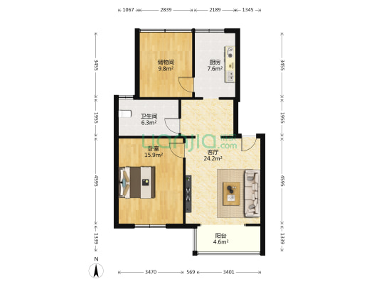 馨宇家园 1室1厅1卫 64平方