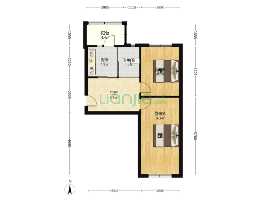 同济街 2室0厅1卫 65平方