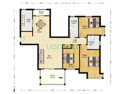 玲珑湾花园四区 3室2厅2卫 142平方