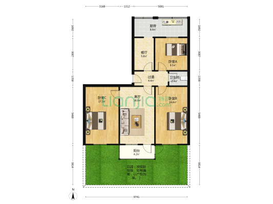 皇城东路54号 3室2厅1卫 92平方