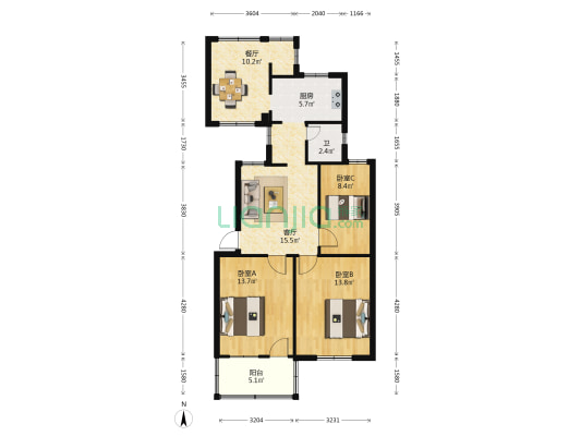 复园支路3号 3室2厅1卫 97平方