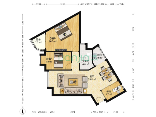 翠湖山庄 3室1厅1卫 84平方