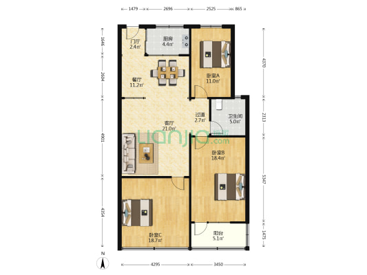 城西南路 3室2厅1卫 134平方