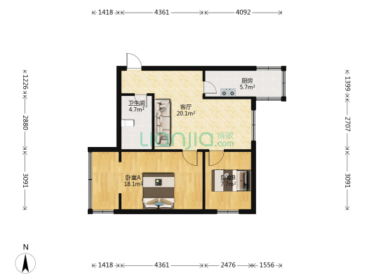 朝霞小区南区 2室1厅1卫 65平方