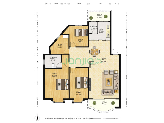 汇春名庭东区 4室1厅2卫 138平方