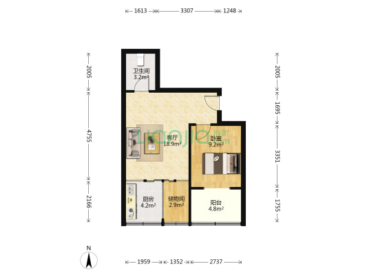 聚馨佳苑 1室1厅1卫 60平方