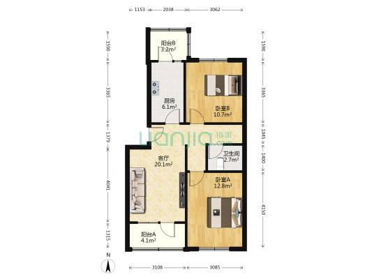 八里桥南院 2室1厅1卫 74平方