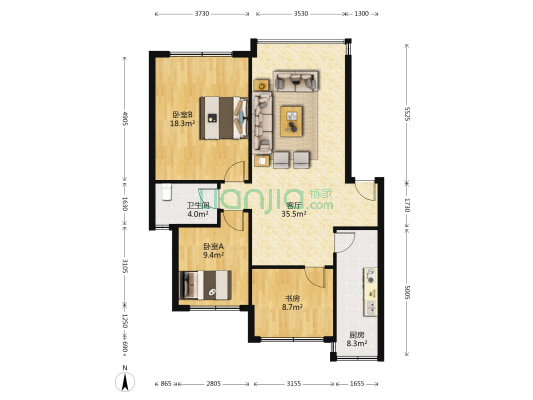 景苑小区 3室1厅1卫 103平方