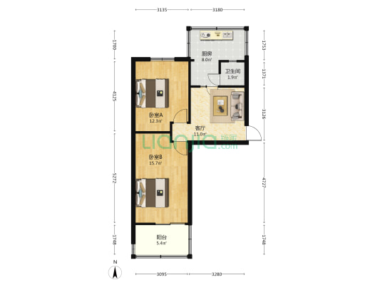 酿造厂家属院 2室1厅1卫 53平方