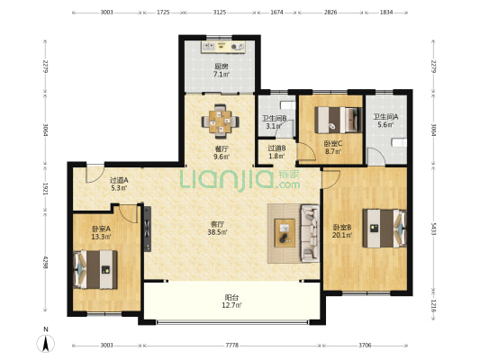 中南·春风南岸 3室2厅2卫 165平方