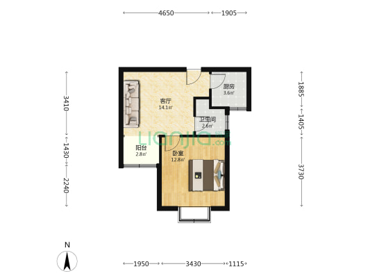 新世达小区 1室1厅1卫 45平方